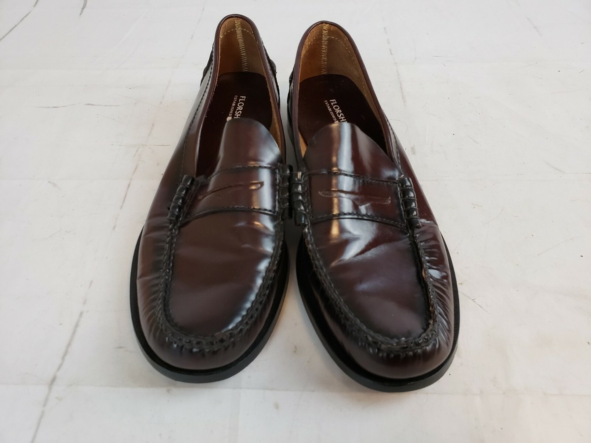 FLORSHEIM FLS Mens 10D Burgundy Leather Penny Loafers Dress  display picture 2