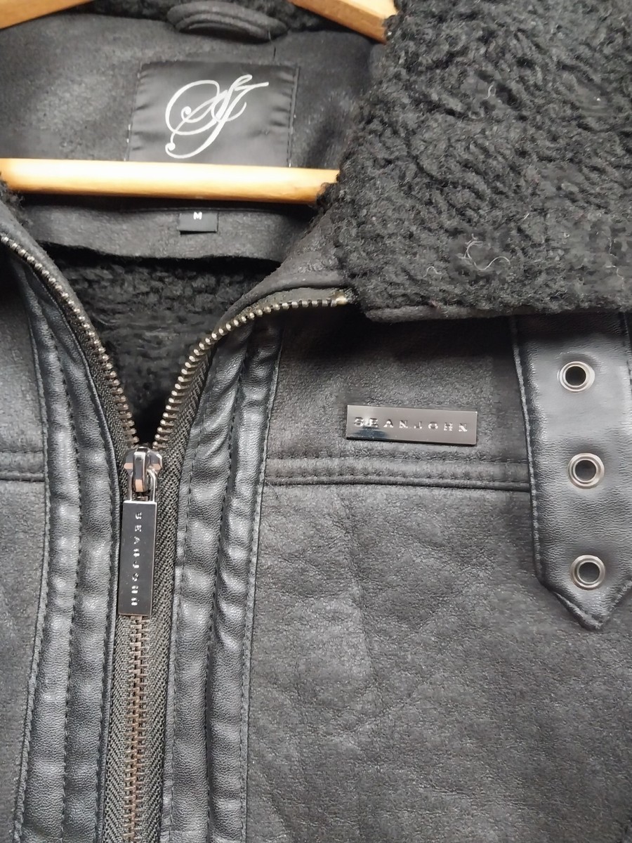 Sean John Bomber Jacket Womens Size Medium Warm Sherpa Trim Hood
