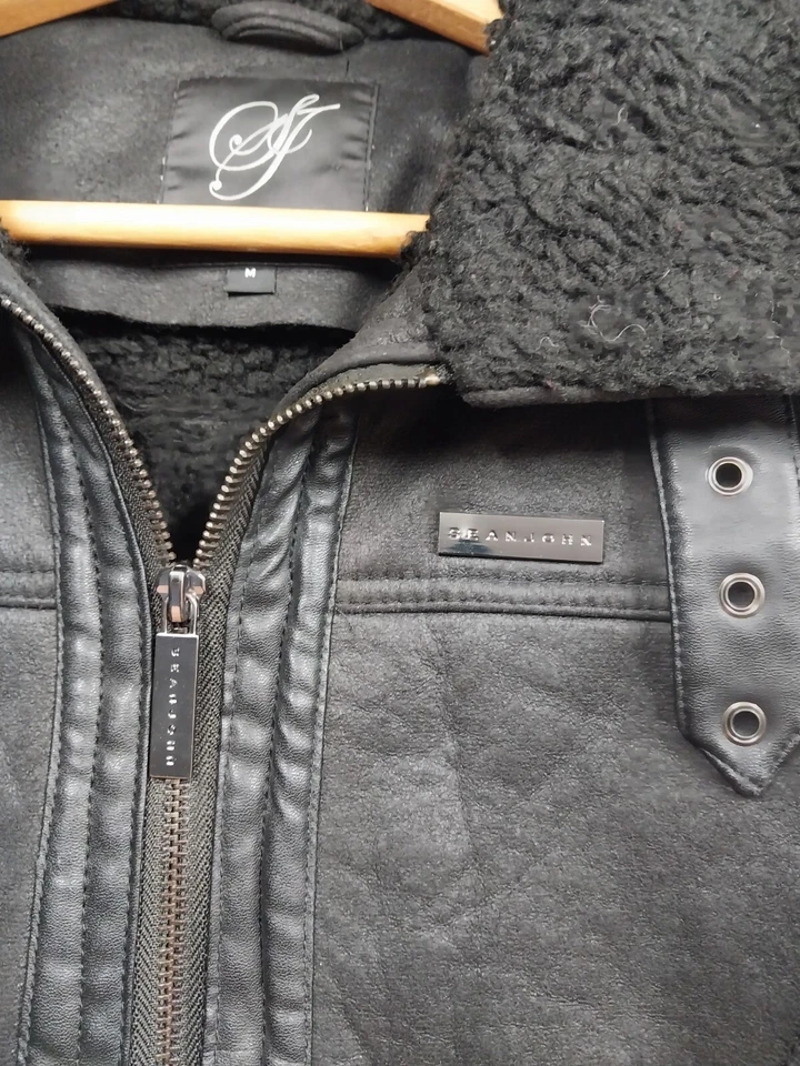 Chaqueta Bomber Sean John Para Mujer Talla Mediana Cálida Sherpa Borde Capucha Cremallera Completa  Foto 2 de 4