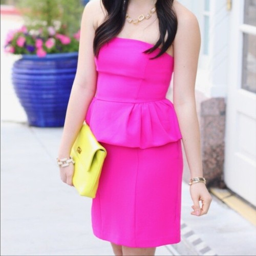 Express S 4 Hot Pink Strapless Peplum 
