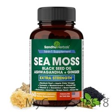 Sea Moss Capsules with Black Seed Oil Ashwagandha Ginger Bur