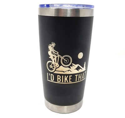I'd Bike That Built for Mountain Bikers   that Go Distance 20oz Engraved Tumbler