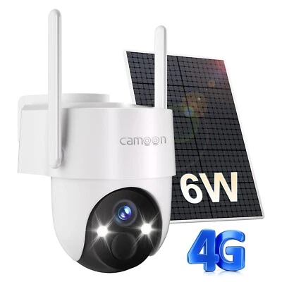 CAMOON 4G LTE Cellular Solar Security Camera Wireless Outdoor 2K No WiFi PTZ 360°