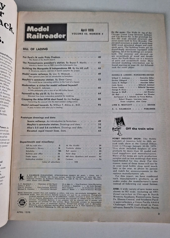 Model Railroader Magazine April 1976 - Image 2 of 2