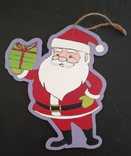 WOODEN SANTA HANGING DECORATION, HAND PAINTED