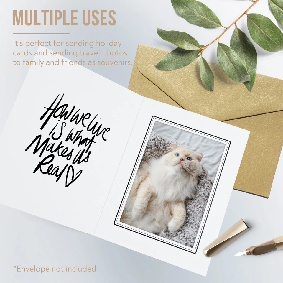 Pacote com 50 pastas para fotos 5x7 papelão moldura para fotos cartão de saudação/convite - Imagem 4 de 4