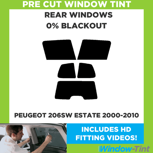Película opaca 0% tinte ventana precortada para Peugeot 206SW Estate 2000-2010 - Imagen 1 de 10