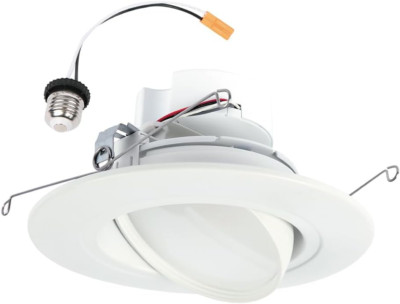 RA 6-Inch Recessed LED Trim Downlight with Adjustable Gimbal, Selectable Lumens