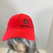 Deadpool Hat Cap Mens Fitted One Size Red 80th Anniversary Logo Marvel