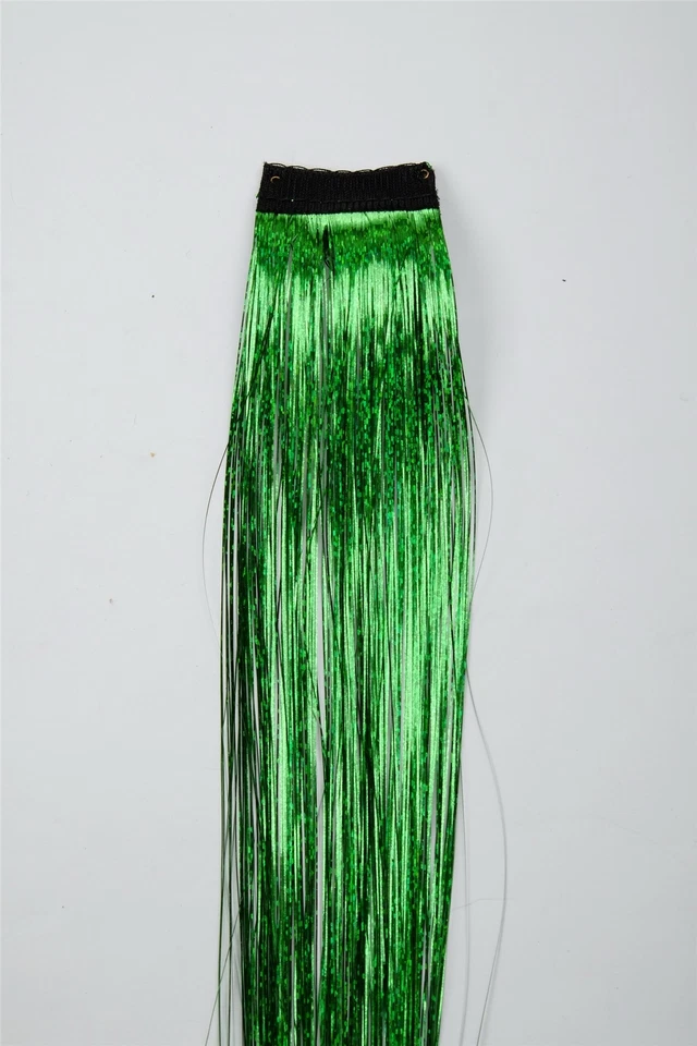 1 Clip-In Extension Highlights Mèches Tinsel Guilandes Métallique Vert RH-044 - Photo 2/3