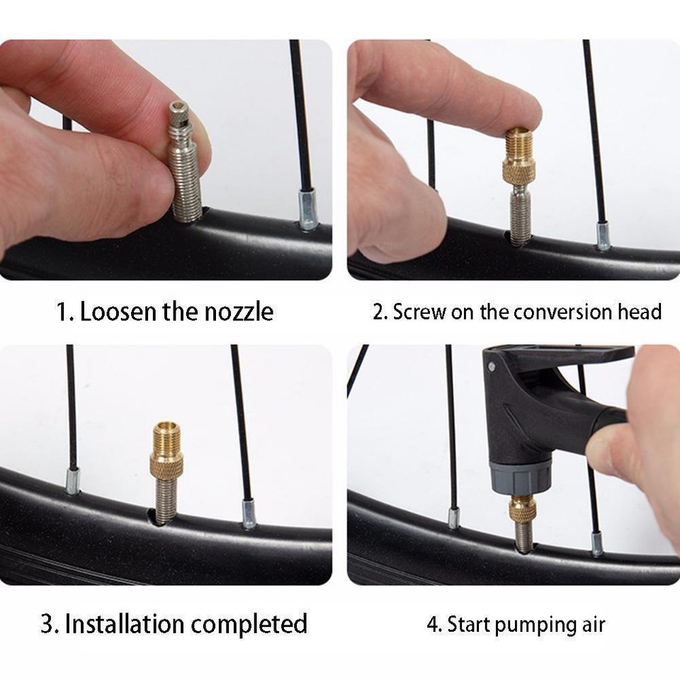 4pcs Presta to Schrader Valve Stem Adapter Converter Tube Bicycle Tire