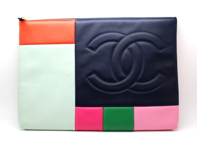 NEW CHANEL 2015 CC Multi-Color CC LOGO PATCHWORK Block Clutch & Computer Bag