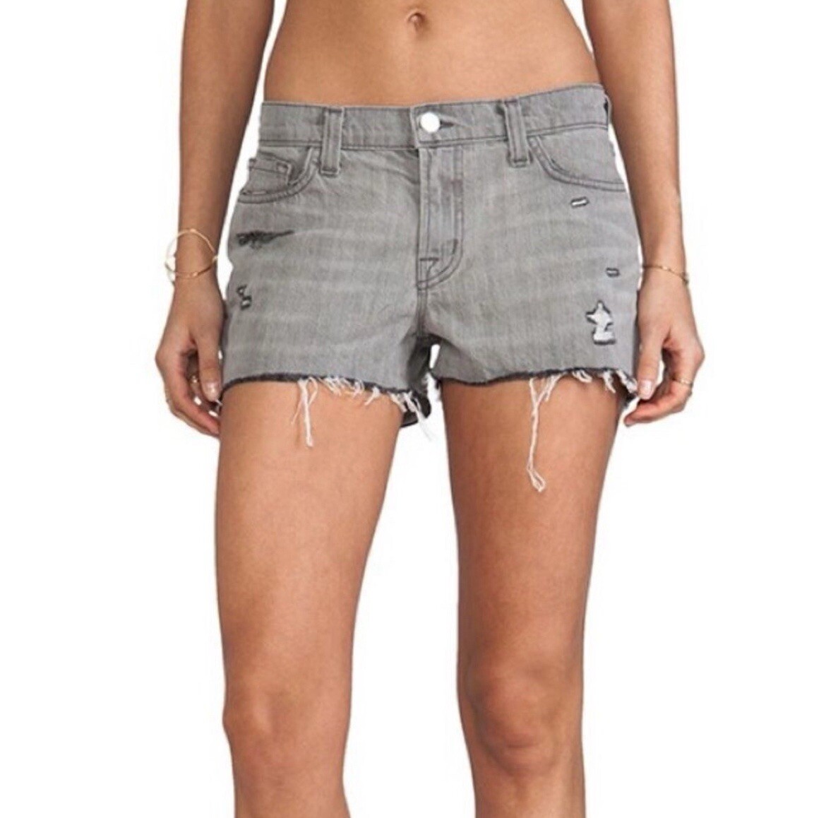 J Brand Jean Shorts Distressed Gray Mid Rise “HILO” Women's Size