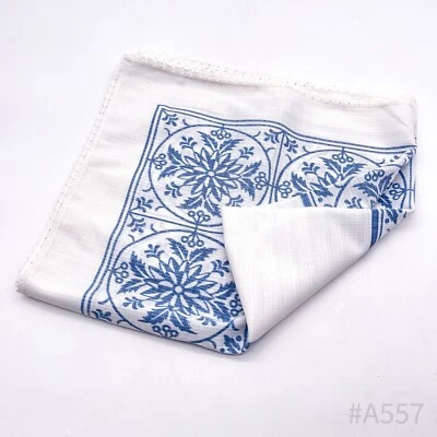 Vintage Nappe Avec Motif Floral Bleu & Blanc 70 X 70 CM - Photo 1/4