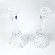 Wedding Centerpiece Candle Lite Candlestick Crystal Clear Glass 7.5" USA Lot 2