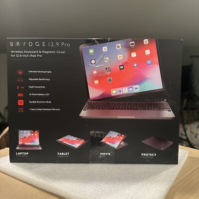 Brydge Wireless Bluetooth Keyboard with Backlit Keys for iPad 12.9 Pro 3rd 4th