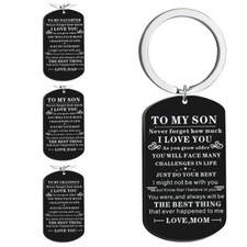 To My Son Daughter Best Dad Mom Key Chain Stainless Steel Keyring Keyfob Gift
