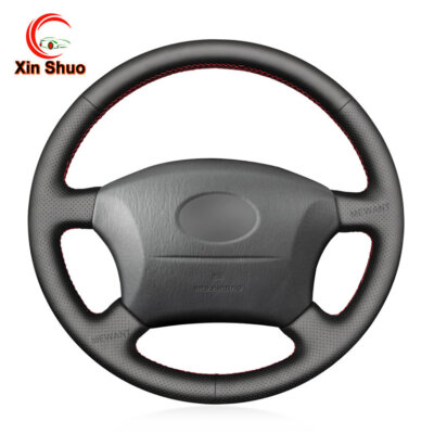 Black Genuine Leather Steering Wheel Cover For Toyota Land Cruiser Prado 1995-02