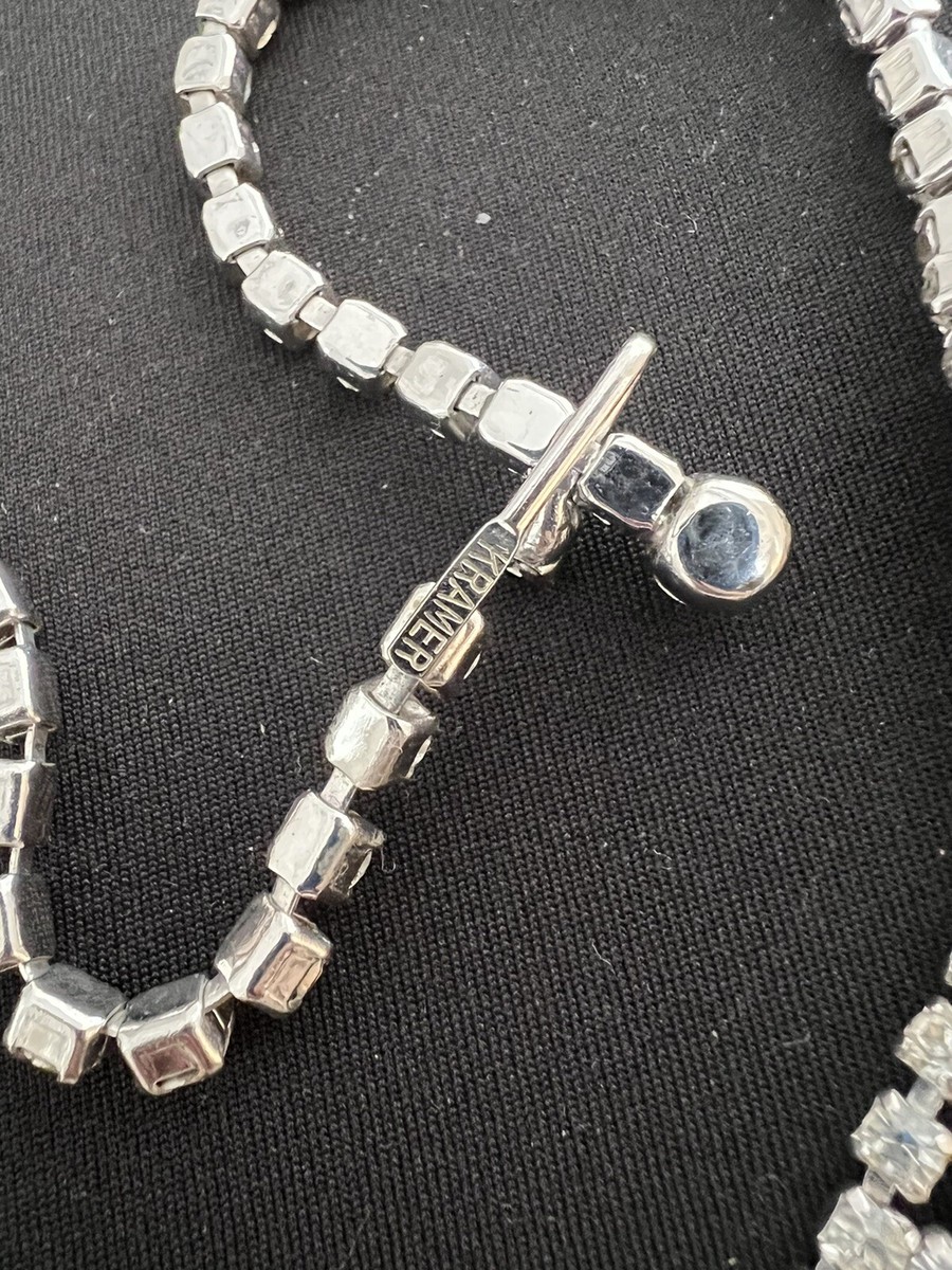 Vintage KRAMER signed Timeless Classic Necklace Rhinestones  View 3