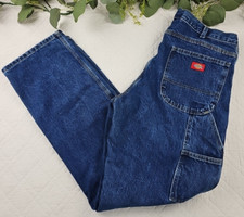 Dickies Men's Blue Denim Jeans Double Knee Carpenter Size 34 x 34