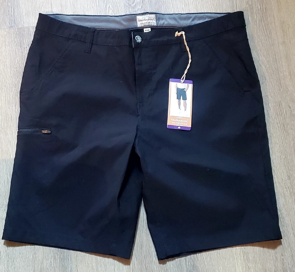 Weatherproof Vintage Shorts Black Cargo Original Trail Men 40 Nylon /Span  NWT