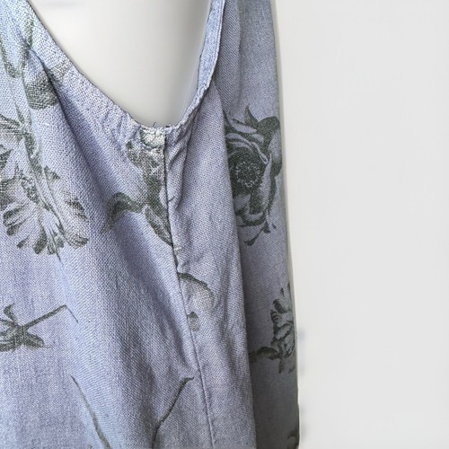 Vintage Linen Maxi Dress Dressing Clio Sz M Coastal Beach House Lagenlook Purple - Picture 7 of 11
