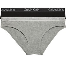 Calvin Klein Women Motive Cotton Bikini Panty 2-pack Black/Gray Size M