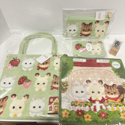 FEILER x Sylvanian Families set of 4 Bag Pouch Handkerchief Japan