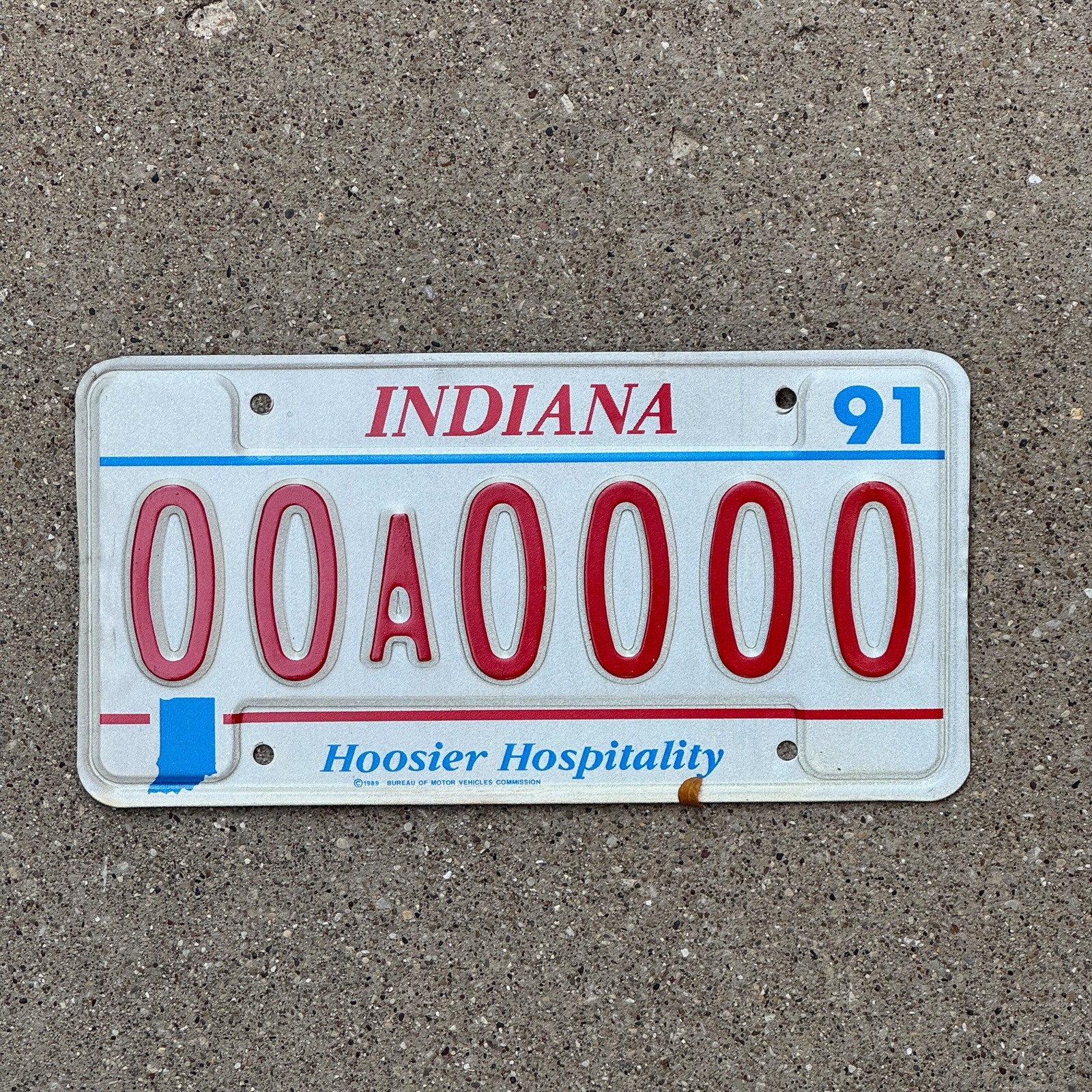 1991 Indiana Sample License Plate Auto Tag 2 Garage Decor 00A0000