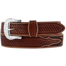 Justin Western Mens Belt Leather San Jacinto Conchos Weave Brown C13955