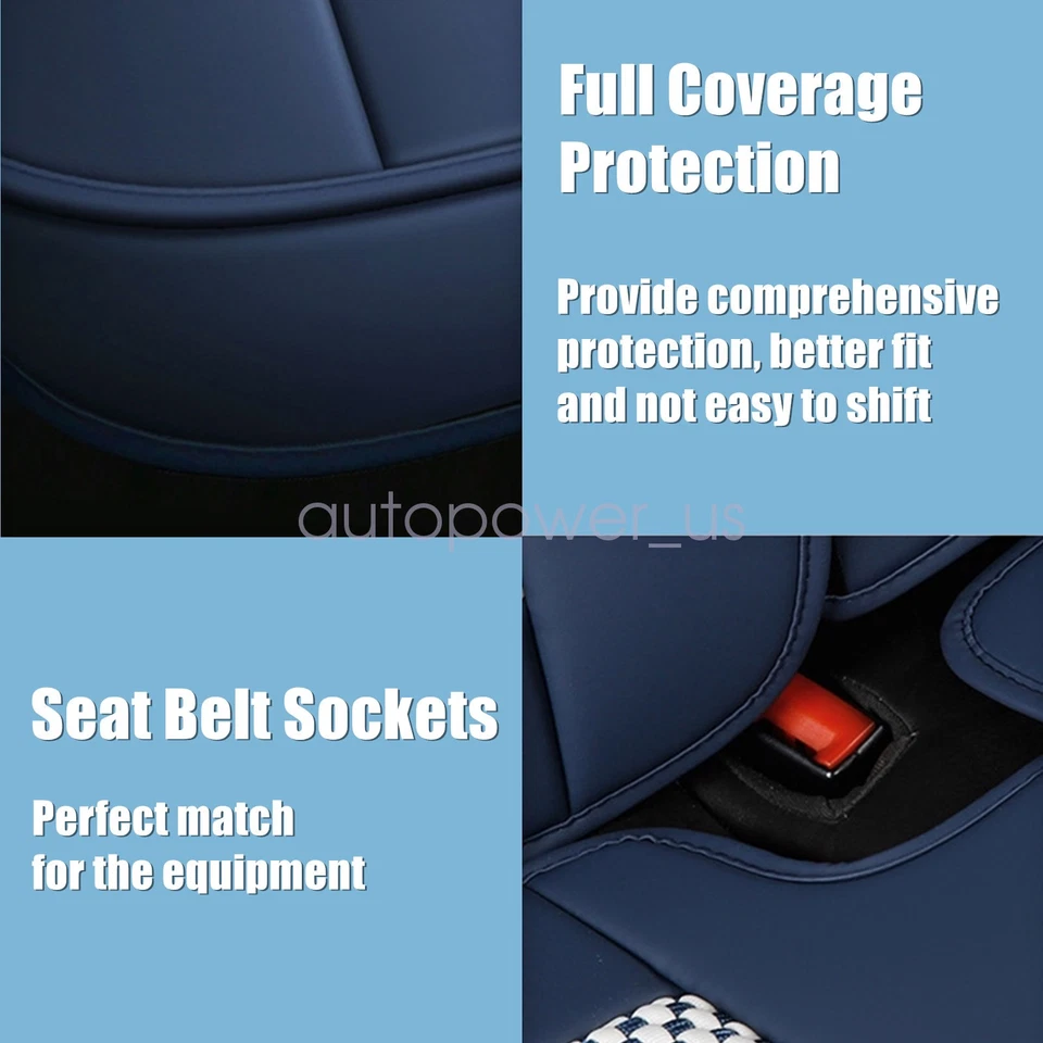 Fits Toyota 4Runner RAV4 Camry Car 5-Seat Covers PU Leather Full Set Cushion Pad - Image 3 of 4