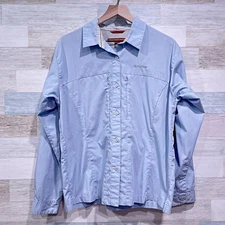 SIMMS Ventilated Fishing Shirt Blue Long Sleeve Cotton Blend Womens Large