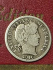 1916-P  Barber SILVER  Dime US 10c coin  Fine+  LAST YEAR OF BARBER SILVER DIME