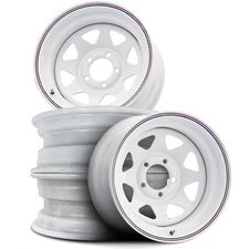 4 Wheels 15" Americana Eight Spoke 15x5 5x127 White 0ET 81.02CB (20428)