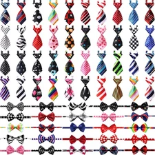70 Pieces Adjustable Dog Bow Ties Set with 40 Bow Ties 30 Neckties for Pets