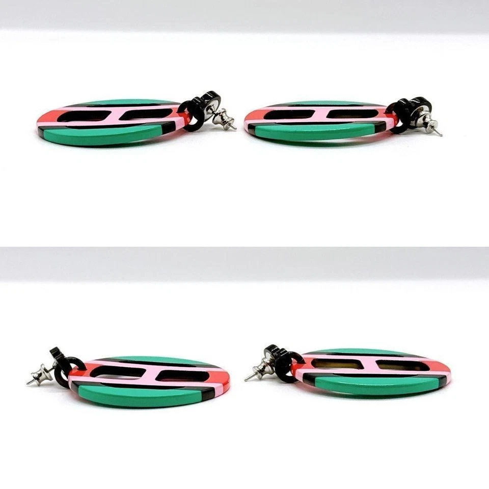 Pendientes Coloridos Hermès Equipe Cuerno de Búfalo Motivo H Usados Japón Foto 4 de 4