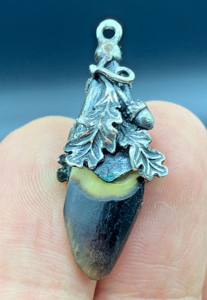 Victorian .835 Silver Watch Chain Fob Pendant Hunting Charivari Deer Hoof Claw - Image 2 of 4