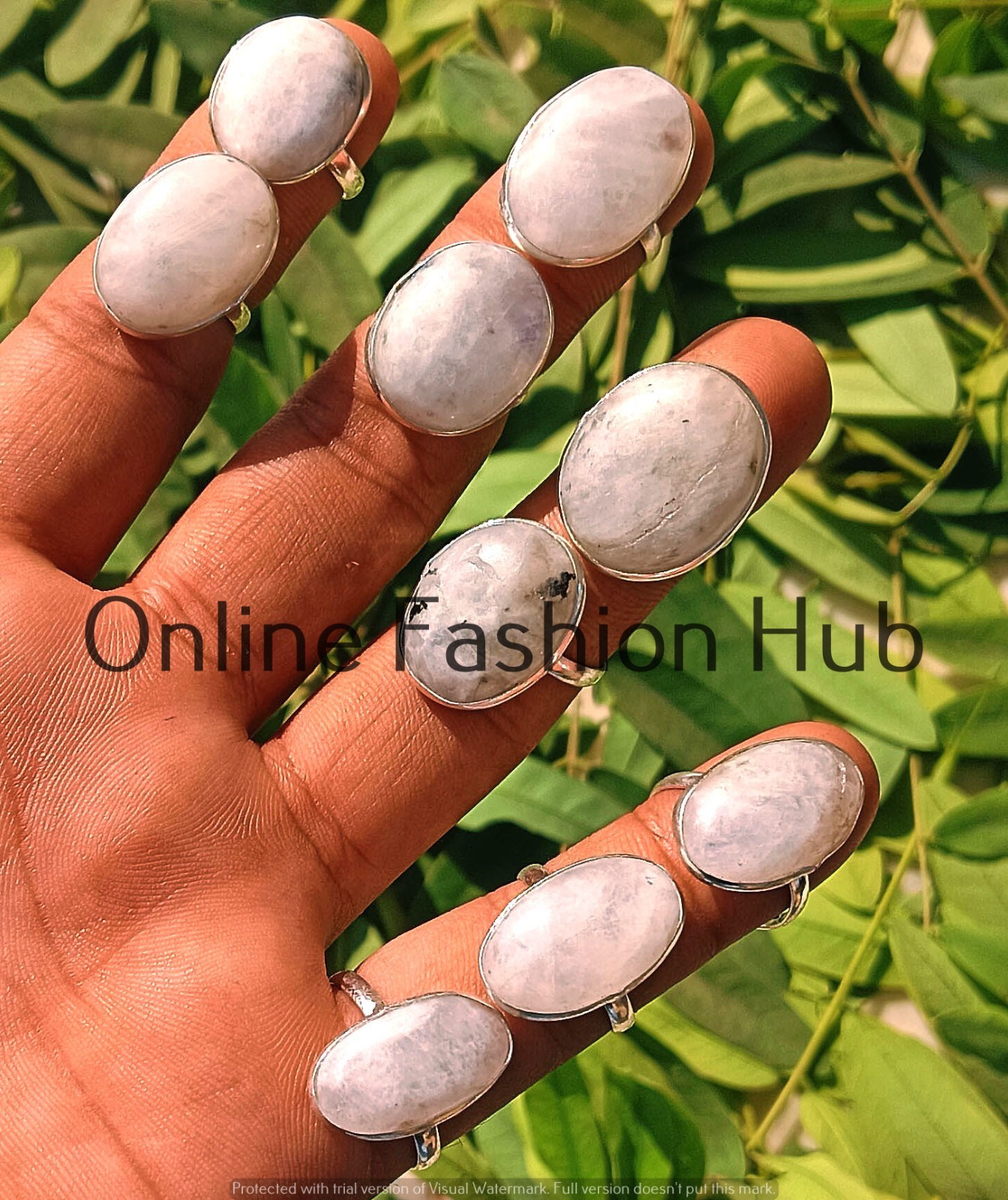 Lotto di anelli in argento sterling 925 con pietra di luna