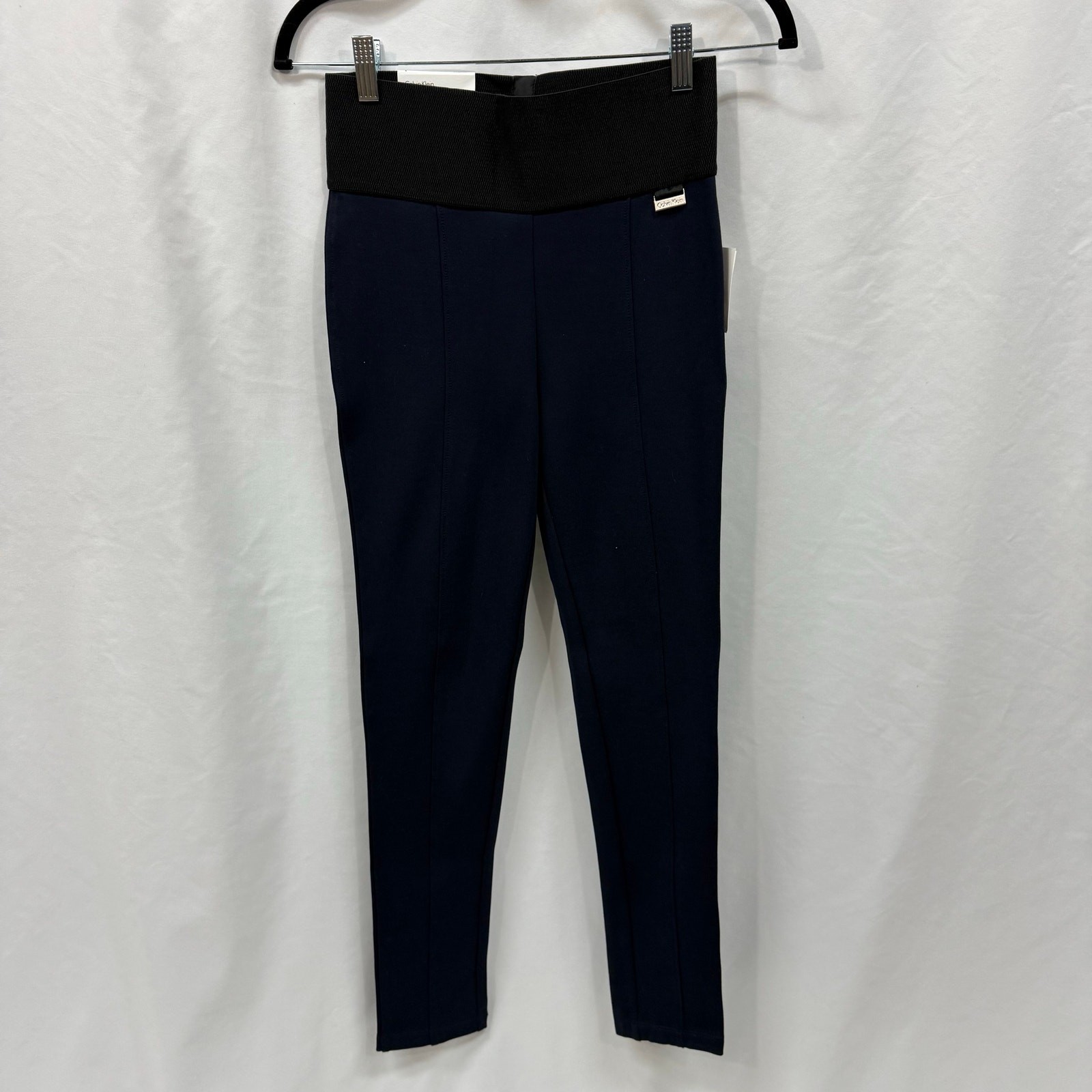 Calvin Klein Blue Ponte Pant Power Stretch Modern Slim Leg L