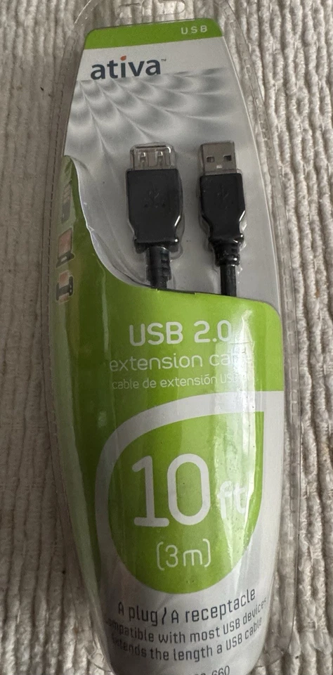 Ativa USB 2.0 Cable 10ft (3m) - Black, new sealed - Image 4 of 4