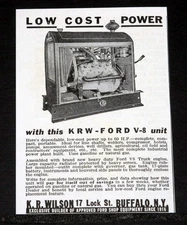 1937 OLD MAGAZINE PRINT AD, WILSON KRW LOW COST FORD V-8 POWER UNIT-UP TO 60 HP!