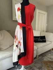 HALSTON ELISSA DRESS IN CREPE & TWILL NWT Floral Colorblock Formal Dress Size 6