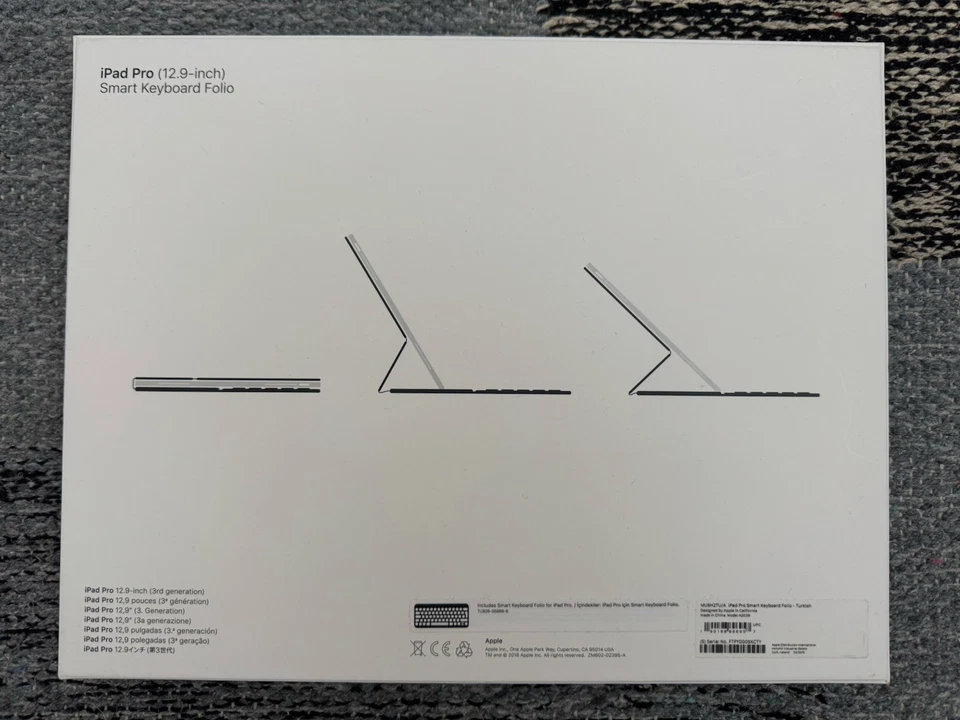 Tastiera Apple Smart Folio 199€. iPad Pro 3a generazione 12,9 pollici TURCO non QWERTY - NUOVO - Immagine 2 di 3
