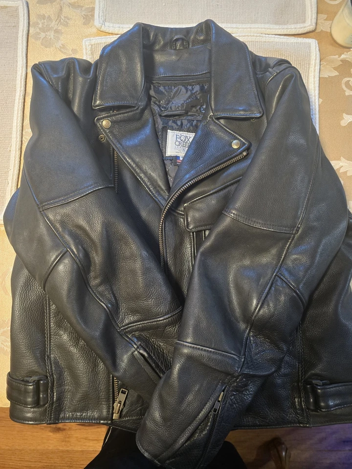 Chaqueta clásica de cuero para motocicleta Fox Creek talla 44 Foto 2 de 4