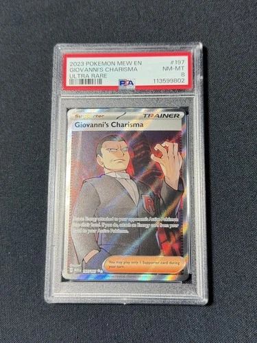 2023 POKEMON MEW EN-151 ULTRA RARE #197 GIOVANNI'S CHARISMA PSA 8