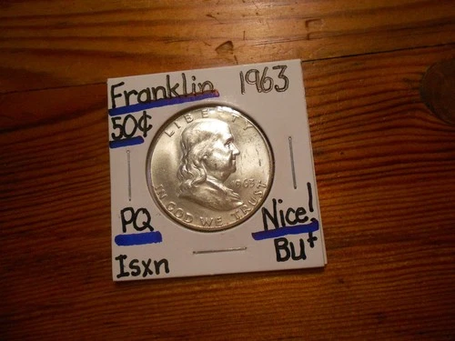 1963 silver Franklin Half Dollar BU+ BEAUTY!!! PQ!!! LOOOOOOOOK!!!!! #3