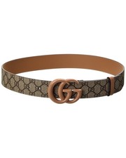 Gucci Gg Marmont Wide Gg Supreme Canvas  Leather Belt Women's Beige 65