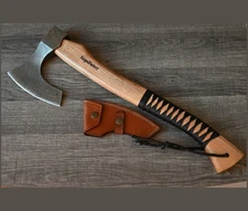 NEW Handmade Viking Hatchet 20" Damascus Steel Camping Bearded Axe Gift w Sheath
