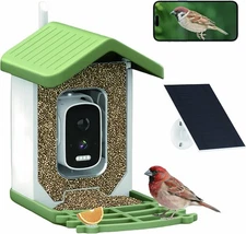 Bird Feeder with Camera, Outdoor Smart Bird Feeder with Solar Panel,