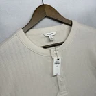 Banana Republic Shirt Mens Large Beige Henley Thermal Textured Preppy Solid NEW